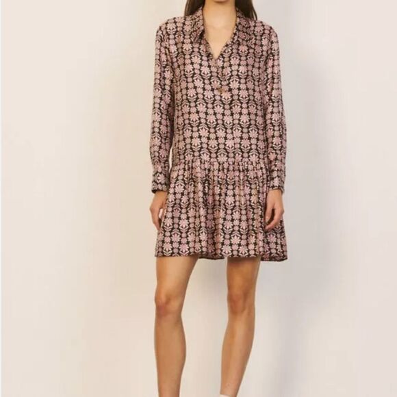 Sandro Floral-Print V-Neck Dress in Size EU 36, US Small - Picture 1 of 14